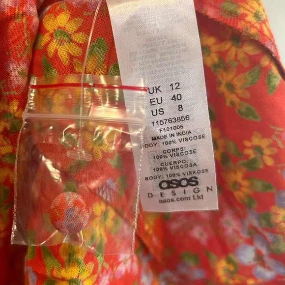 NWOT ASOS Design Cupped Red Floral Open Back Cut Out Tea Mini Dress size 8 - Picture 7 of 14